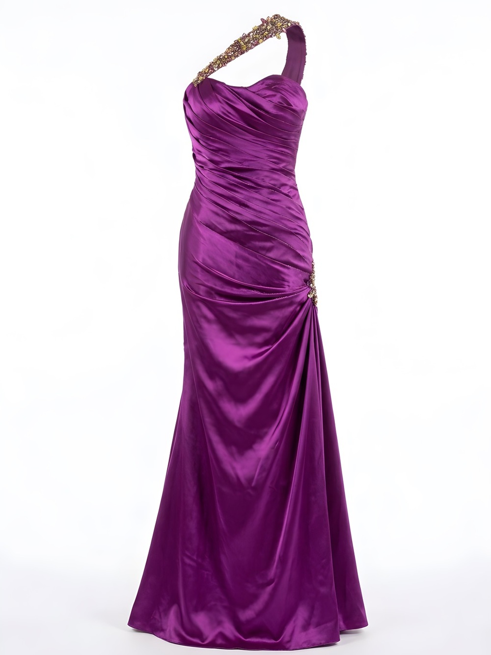 Maggie Sottero Vibrant Vintage Magenta One-Shoulder Evening Gown